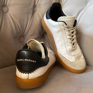 Isabel Marant white tennis shoes/suede tip - Bryce